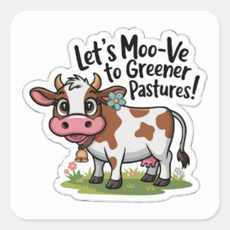 Sticker van de Koe van Schattigee begrazing | Grap