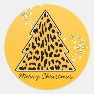 Sticker van de luipaard cheetah-kerstboom
