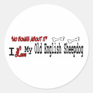Sticker van de oude Engelse Sheepdog (I Love)
