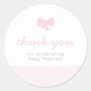 Sticker van de roze baby shower van Gingham
