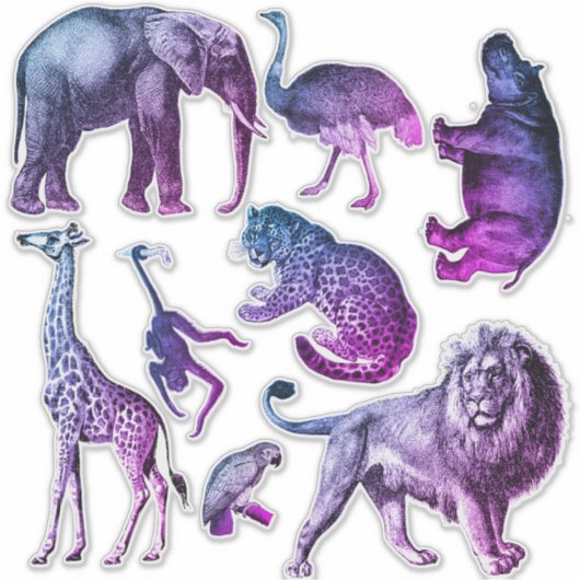 Sticker van gefinteerde dierentuindieren (Voorkant)