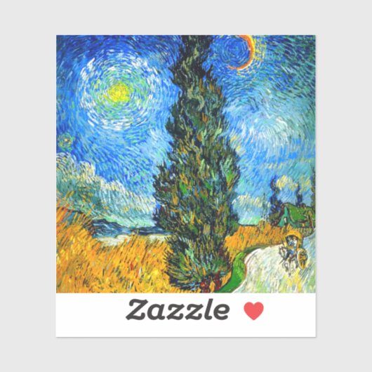 Sticker Van Gogh Road avec Cypress et Star (Feuille)