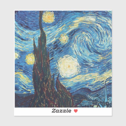 Sticker Van Gogh Starry Night Vintage Blue Masterpiece (Feuille)