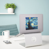 Sticker Van Gogh Starry Night Vintage Blue Masterpiece (Ordinateur portable sur le bureau)