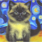 Sticker Van Gogh Starry Nuit Siamese Cat (Devant)