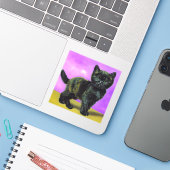 Sticker Van Gogh Style Cat (Ordinateur portable avec iPhone)