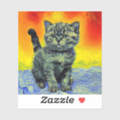 Sticker Van Gogh Style Chat Sunset Beach (Feuille)