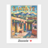 Sticker Van Gogh Style Santa Fe Travel Art with Adobe Home (Feuille)