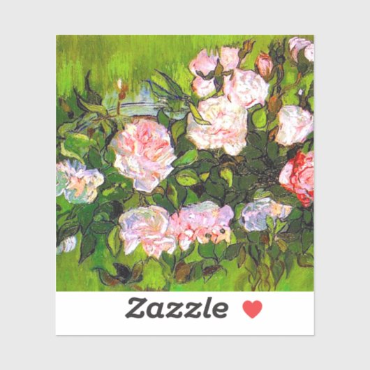 Sticker Van Gogh Vie morte avec des roses roses roses (Feuille)