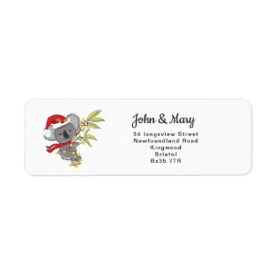 Sticker van het adres kerstkoala
