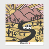 Sticker VAN LIFE Desert Mountain Explorez Sunrise (Feuille)