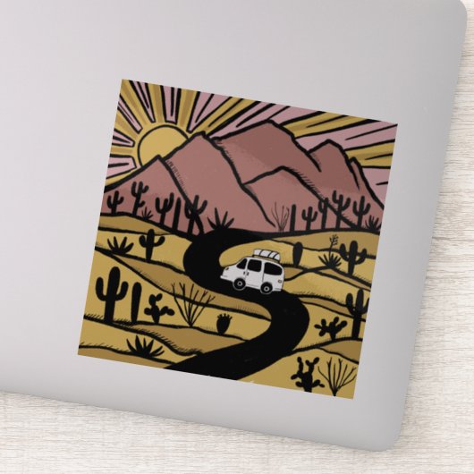 Sticker VAN LIFE Desert Mountain Explorez Sunrise (Détail)
