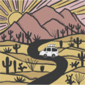 Sticker VAN LIFE Desert Mountain Explorez Sunrise (Devant)