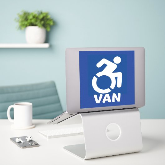 Sticker Van Modern Handicap (Ordinateur portable sur le bureau)