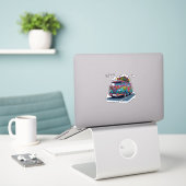 Sticker Van Retro Flowered sur la route (Ordinateur portable sur le bureau)