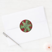 Sticker van rode en groene Floral Snowflake (Envelop)