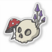 Sticker van schedel en paddenstoel (Voorkant)