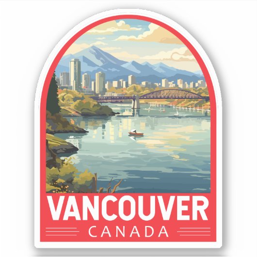 Sticker Vancouver Canada Travel Art Vintage (Devant)
