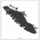 Sticker Vancouver Island Map Detailed Outline (Feuille)