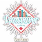 Sticker Vancouver Skyline Colombie-Britannique Rétro Canad (Devant)