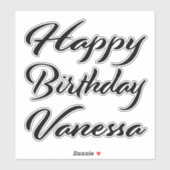 Sticker Vanessa Nom Prénom Anniversaire de la Broderie noi (Feuille)