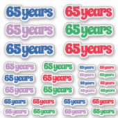 Sticker Variété de tailles de 65 ans (Devant)