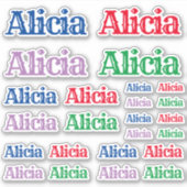 Sticker Variété des tailles du nom Alicia (Devant)