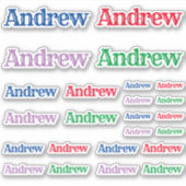 Sticker Variété des tailles du nom Andrew (Devant)