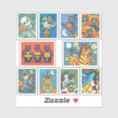 STICKER VARIÉTÉ ÉVALUÉE HALLOWEEN HAPPY CUTE FUNNY WHIMSY (Feuille)