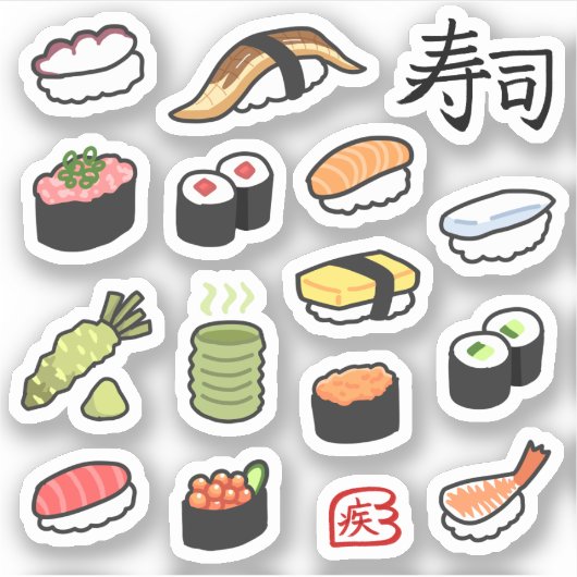 Sticker Various Sushi (Devant)