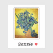 Sticker Vase avec Irises contre un dos jaune (Feuille)