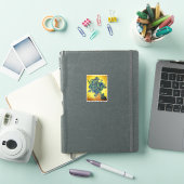 Sticker Vase avec Irises contre un dos jaune (Couverture iPad)