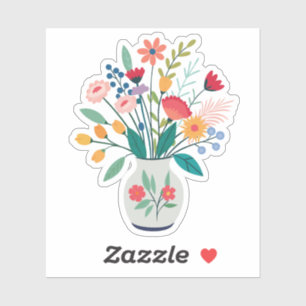 Sticker Vase blanche de Fleurs sauvages fantastiques
