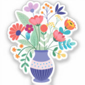 Sticker Vase bleu des Fleurs sauvages de Whimsical (Recto)