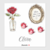 Sticker Vase des pétales de rose rouge (Feuille)