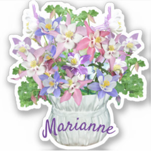 Sticker Vase personnalisée de jolies fleurs de colonnes