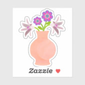 Sticker Vase rose de fleurs (Feuille)