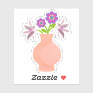 Sticker Vase rose de fleurs