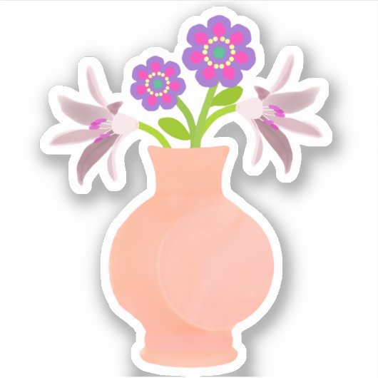 Sticker Vase rose de fleurs (Devant)