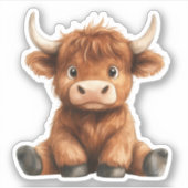 Sticker Veau des Highlands bébé, Hydro Flask (Devant)
