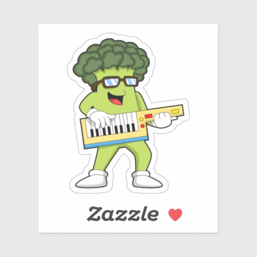 Sticker Vegan Broccoli at Music with Guitar (Feuille)