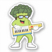 Sticker Vegan Broccoli at Music with Guitar (Devant)
