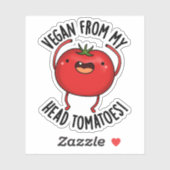 Sticker Vegan De Ma Tête Tomates Drôle Veggie Pun (Feuille)
