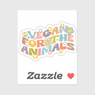 Sticker Vegan for the Animals, Retro Vegan 