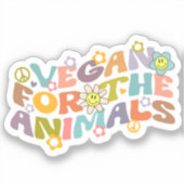 Sticker Vegan pour les animaux, Retro Vegan (Recto)