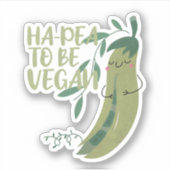 Sticker Vegan Pun : Ha-pea to be Vegan (Devant)