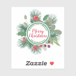 Sticker Végétation d'hiver Wreath Joyeux Noël