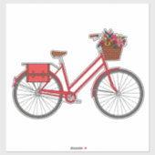 Sticker Vélo à fleurs - Rouge (Feuille)
