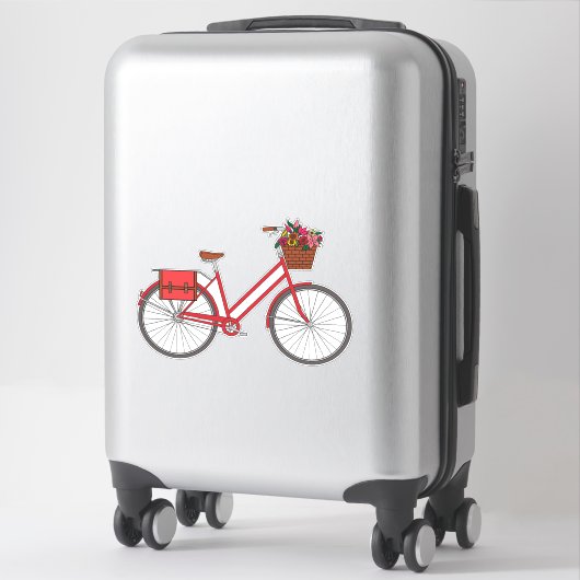 Sticker Vélo à fleurs - Rouge (Sur valise)