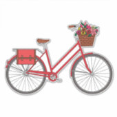 Sticker Vélo à fleurs - Rouge (Devant)
